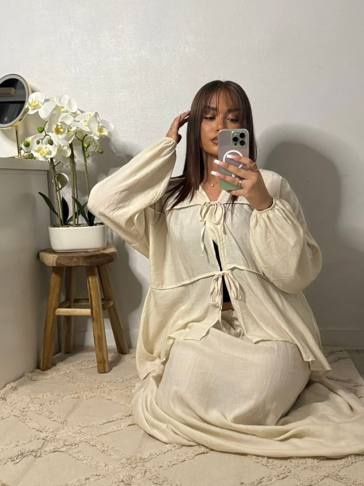 Ensemble Softbella deux pièces jupe et haut beige